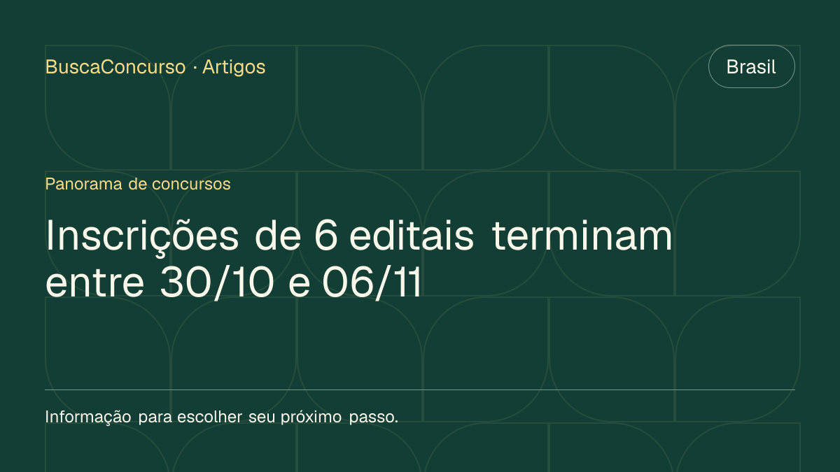 Capa editorial: Inscrições de 6 editais terminam entre 30/10 e 06/11