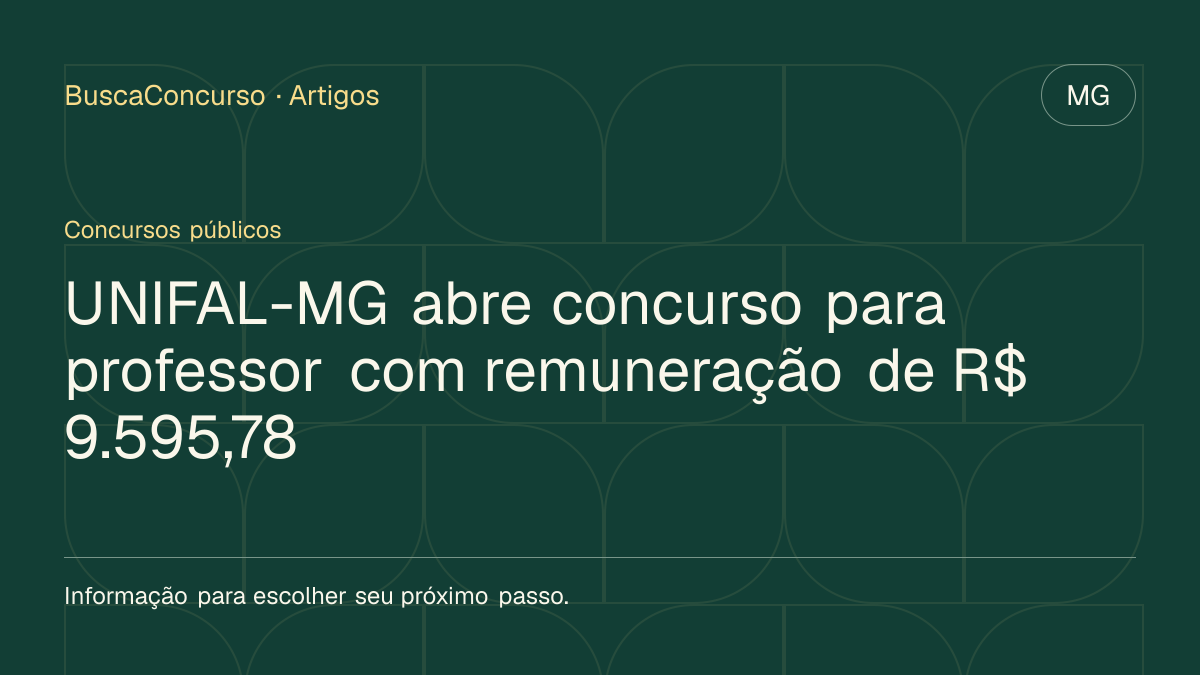 Capa editorial: UNIFAL-MG abre concurso para professor com remuneração de R$ 9.595,78